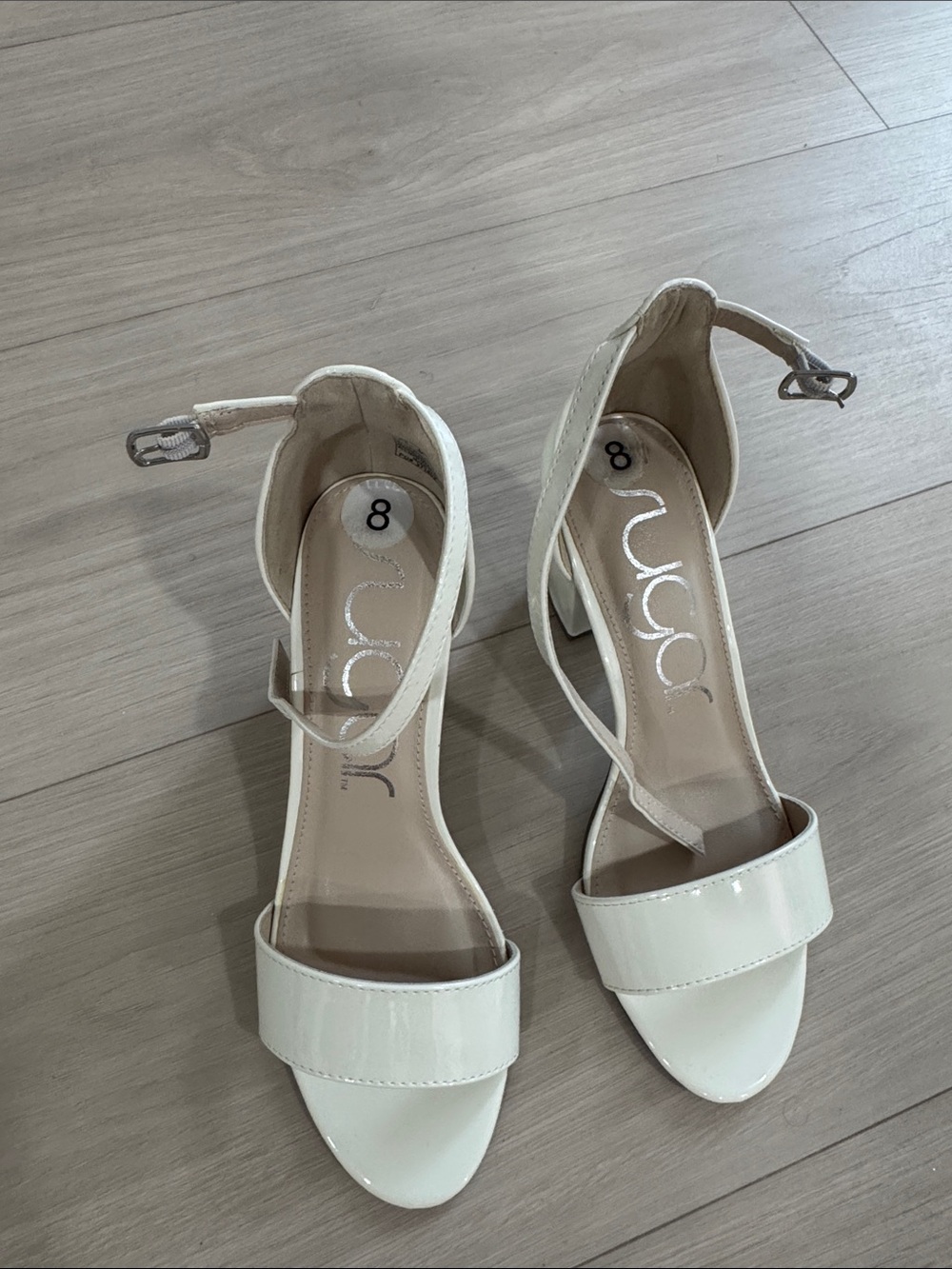 Women’s Ivory Patent Block Heel Sandals